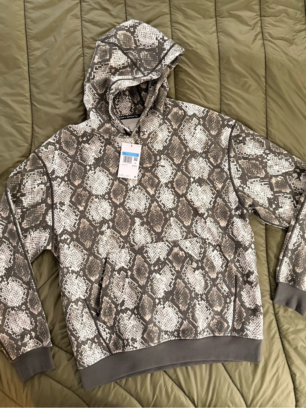 Jordan Sport Olive Green and Cream colored Snakeskin Print Hoodie